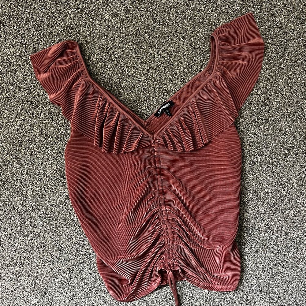 Express Burgundy Ruffled Blouse